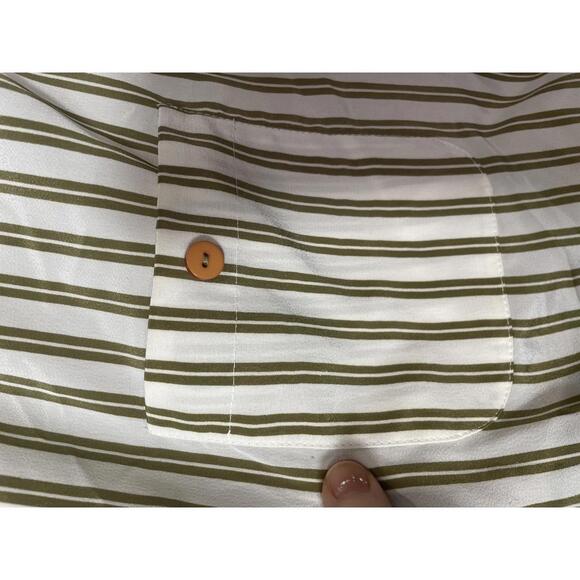 2/$30 Liz Roberts VTG Dress Long Women's 16 Green White Striped Pockets Cottage - Picture 8 of 9